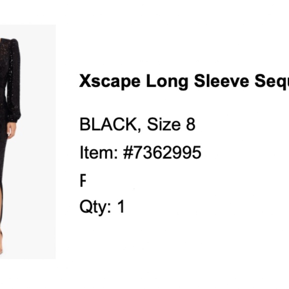 Xscape Long Sleeve Sequin Gown - Picture 8 of 8